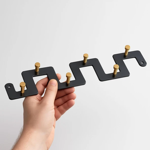 Zeta Siyah Altın Metal Askı 6’lı Lüx Vestiyer Dolap Portmanto Elbise Çanta Askılığı Gold Dekoratif - 2