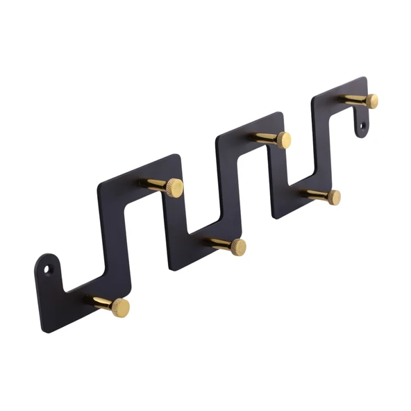 Zeta Siyah Altın Metal Askı 6’lı Lüx Vestiyer Dolap Portmanto Elbise Çanta Askılığı Gold Dekoratif