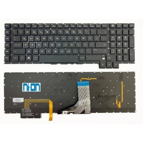 Nion Hp Omen 17-AN107NT 4MQ21EA uyumlu Notebook Klavye (Siyah TR Aydınlatmalı) ürün görseli 1