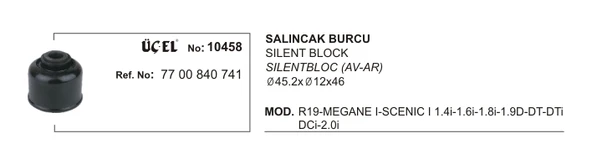 SALINCAK BURCU 10458 R19 MEGANE-I SCENIC-I 7700840741 7700840741 ürün görseli