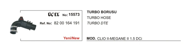 TURBO BORUSU 15573 MEGANE-II CLIO-II-III 1.5 DCI 8200164191 8200164191 ürün görseli