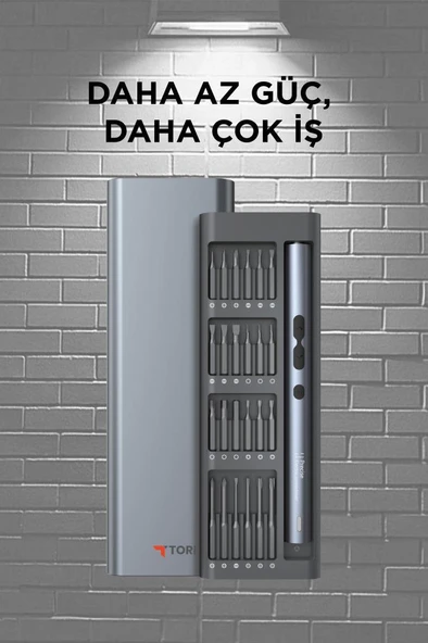 Torima TTS-04 48 Parça Şarjlı Hassas Tornavida Seti – Led Işıklı, Mıknatıslı Alüminyum Kasa, Type-c - Resim 2