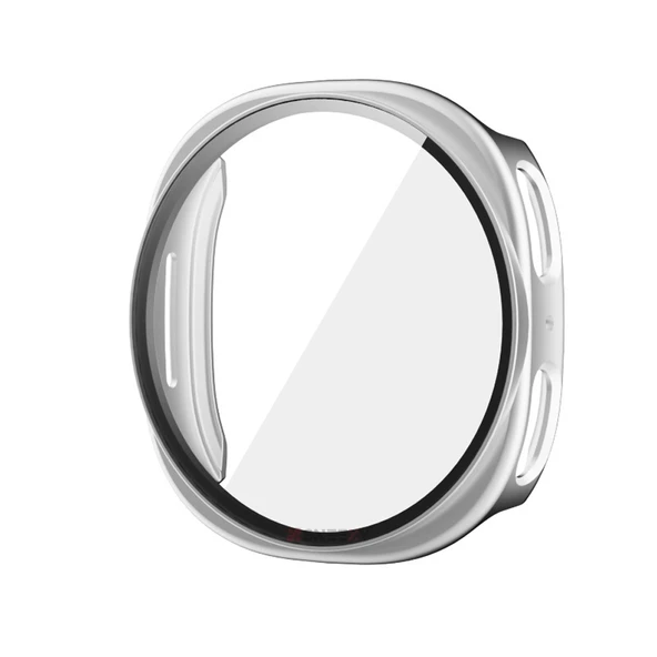 Samsung Galaxy Watch 8 44mm Uyumlu Kılıf Sert PC Kasa ve Ekran Koruyucu Kılıf  Gümüş - Resim 3