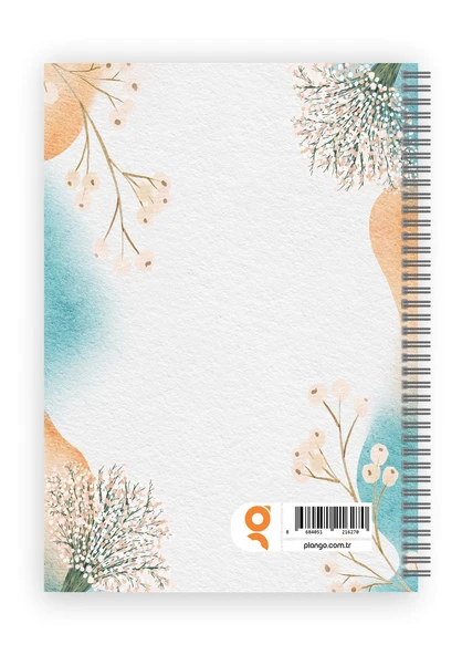 Suluboya Çiçek Spiralli Günlük Planlama Defteri - 100 Sayfa - 17x24 Planlayıcı Defter - 5