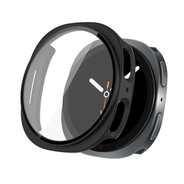 Samsung Galaxy Watch 8 44mm Uyumlu Kılıf Sert PC Kasa ve Ekran Koruyucu Kılıf  Siyah ürün görseli