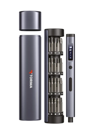 Torima TTS-03 60 Parça Şarjlı Hassas Tornavida Seti – Led Işıklı, Mıknatıslı Alüminyum Kasa, Type-c - Resim 5