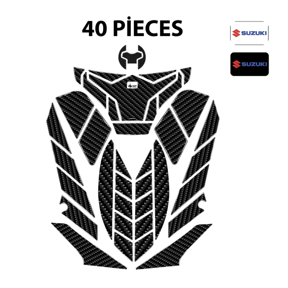 SUZUKİ - GSX-S1000 İle Uyumlu Kaydırmaz 6D Karbon 40 Parça Tank Pad Seti GC81 ürün görseli 1