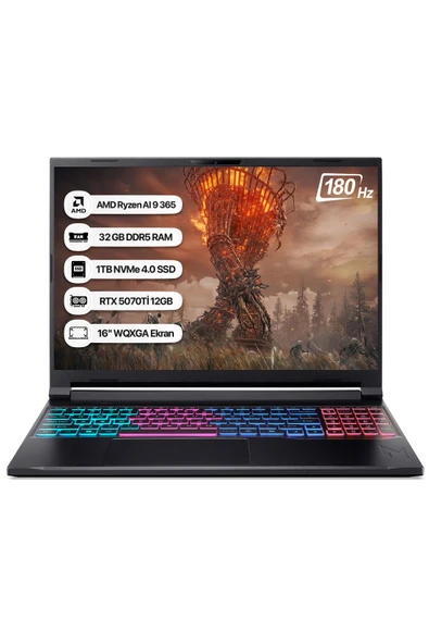 Acer Nitro 16S NH.U07EY.001-32 Ryzen AI 9 365 32GB 1TB SSD RTX5070Tİ-12GB 180Hz 16 WQXGA Dos Taşınabilir Bilgisayar - Resim 1