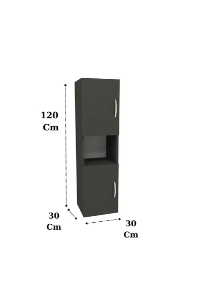 Irmak Mobilya 2 Kapaklı Bölmeli Banyo Asma Boy Dolabı 2 kapılı Çok Amaçlı Duvara Monteli Dolap - 4