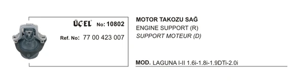MOTOR TAKOZU SAĞ 10802 LAGUNA-I-II 7700423007 7700423007 ürün görseli