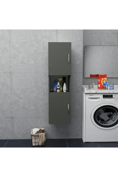 Irmak Mobilya 2 Kapaklı Bölmeli Banyo Asma Boy Dolabı 2 kapılı Çok Amaçlı Duvara Monteli Dolap