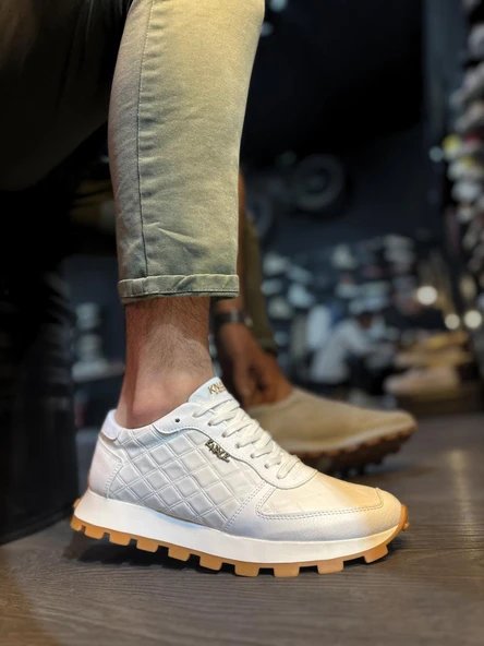 Pabucmarketi Erkek Günlük Ayakkabı Beyaz Kapitone - Resim 4