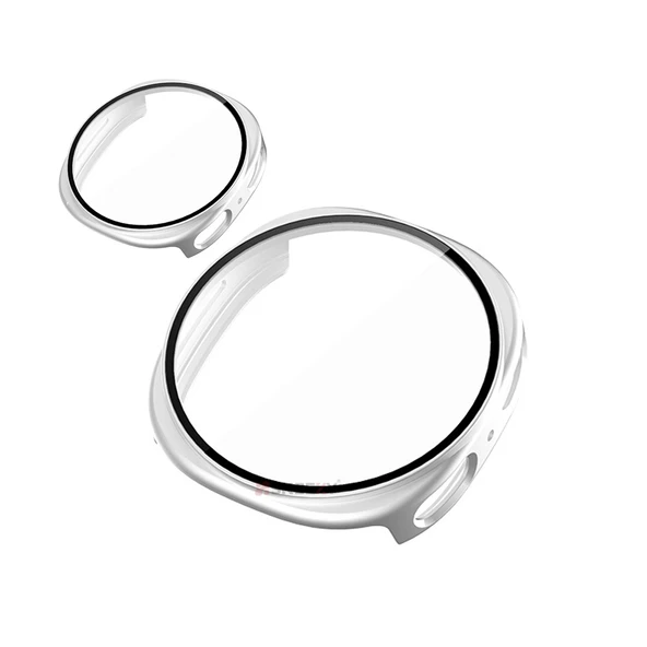 Samsung Galaxy Watch 8 44mm Uyumlu Kılıf Sert PC Kasa ve Ekran Koruyucu Kılıf  Gümüş - Resim 4