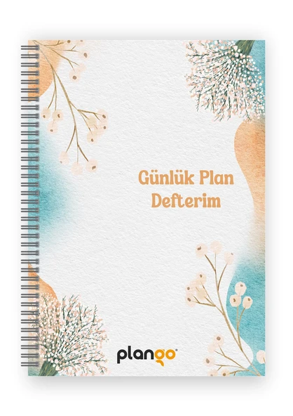 Suluboya Çiçek Spiralli Günlük Planlama Defteri - 100 Sayfa - 17x24 Planlayıcı Defter - 2