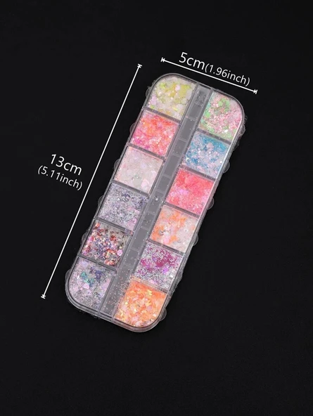 Karanlıkta Parlayan Floresan Tırnak Süsleme Folyo Pulları Kelebekler Yıldızlar Nail Art - Resim 4