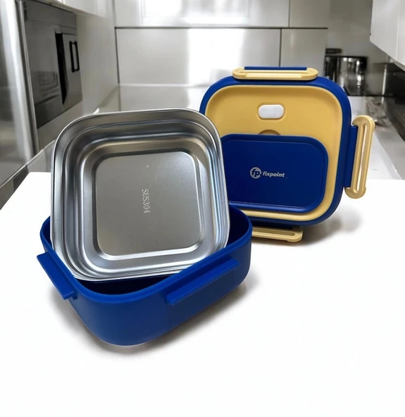 Fixpoint Paslanmaz Çelik Yemek Saklama ve Taşıma Kabı Lacivert 750 ml P-1407 - 3