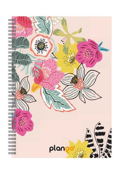 Renkli Çiçekler Spiralli Günlük Planlama Defteri - 100 Sayfa - 17x24 Planlayıcı Defter - Resim 2