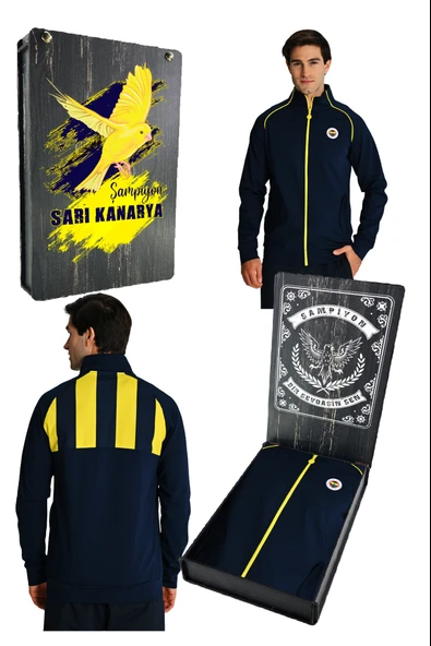 Fenerbahçe Lacivert Tribün UV Kutulu Çubuklu Erkek Sweatshirt - 1