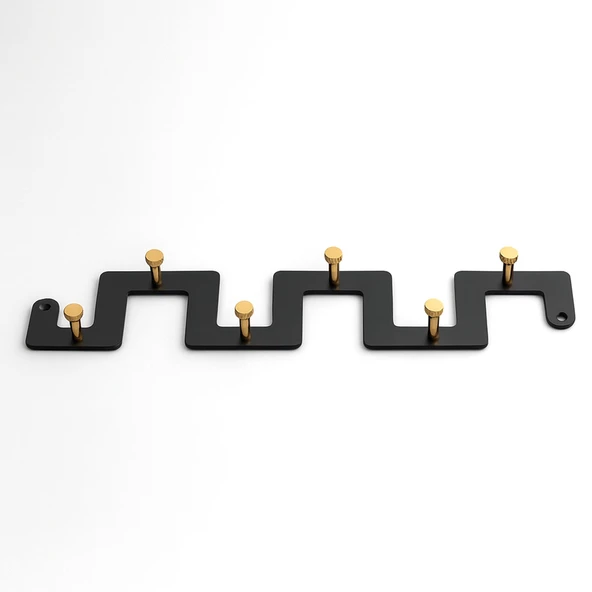 Zeta Siyah Altın Metal Askı 6’lı Lüx Vestiyer Dolap Portmanto Elbise Çanta Askılığı Gold Dekoratif - 6