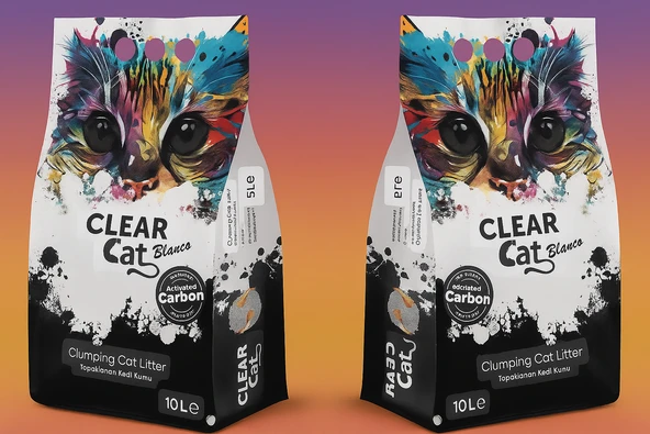 CLEARCAT BLANCO AKTİF KARBON BENTONİT KEDİ KUMU 10 LT  2 Adet ürün görseli