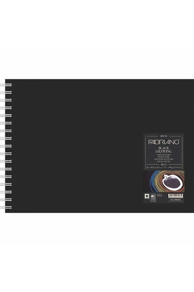 Black Drawing Book Murillo Nero 190gr. Landscape Çizim Blok A5 40 Sayfa - 14.8x21cm (spiralli) ürün görseli