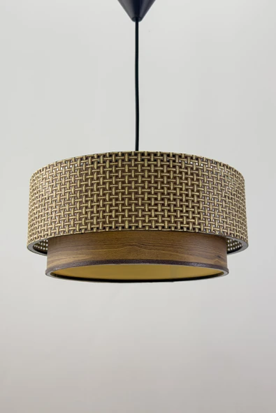 Vivido Home Hasır kahve Ahşap Desenli Avize - 5