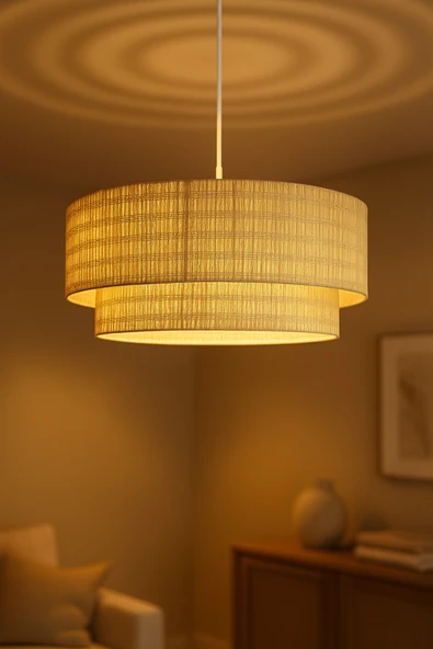 Vivido Home Sera Doğal Hasır Çift Katlı Sarkıt Avize ürün görseli