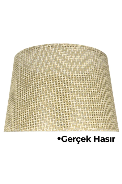 Vivido Home Doğal Hasır Krem Ahşap Lambader - Resim 2