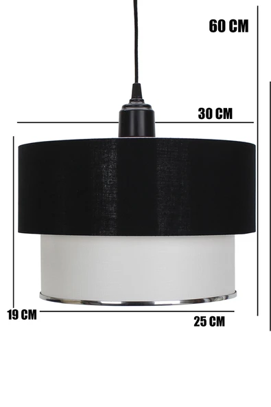 Vivido Abajur Siyah Gümüş Varaklı Deko Tekli Sarkıt Avize - 4