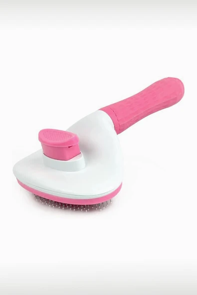 Otomatik Temizlenen Tuşlu Evcil Hayvan Fırçası Kedi Köpek Tüy Toplayıcı Tarak Pembe - 2