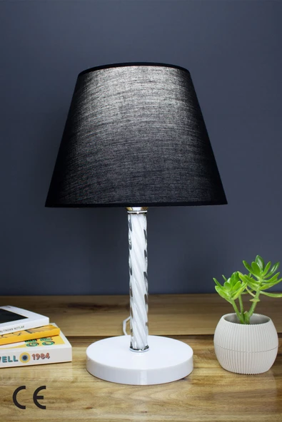 Vivido Home Siyah Elegant Komodin Abajur Beyaz Ayaklı Aydınlatma ürün görseli