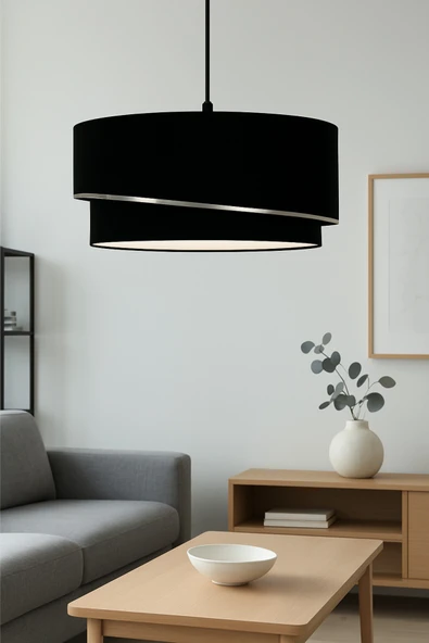 Vivido Home Siyah Astra Kumaş Avize ürün görseli