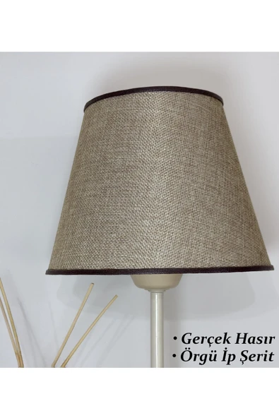 Vivido Home Hasır Kum beji Krem Abajur - Resim 2