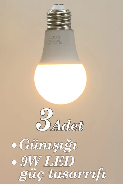 Vivido Home Gün Işığı 3 Adet Led Ampul 9w