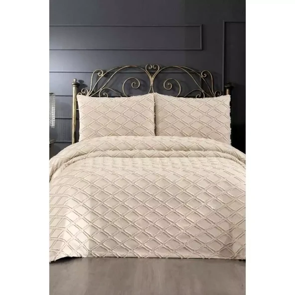 Prestij Puffy Yakut 2 Parça Tek Kişilik Yatak Örtüsü, Pike Örtüsü (180x240)-Kahve