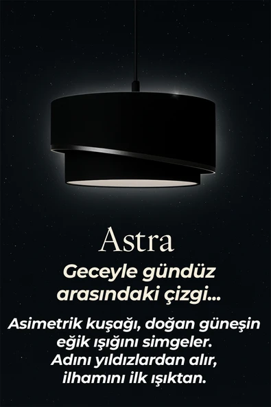 Vivido Home Siyah Astra Kumaş Avize - Resim 2