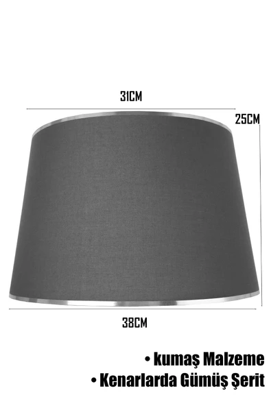 Vivido Abajur Antrasit Gümüş Şeritli Lambader Şapkası - Resim 3