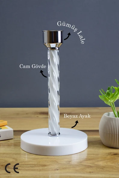 Vivido Home Siyah Elegant Komodin Abajur Beyaz Ayaklı Aydınlatma - Resim 2