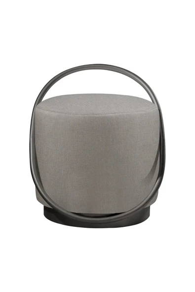LOOP SERİSİ PUF, METAL HALKALI PUF, MAKYAJ OTURAĞI ,PUF BENCH MONTAJSIZ OTURAK SİYAH METAL AYAKLI - 1