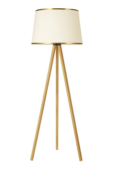 Vivido Home Doğal Krem Gold Şeritli Ahşap Lambader - Resim 2