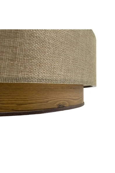 Vivido Home Lina Üçlü Avize & Abajur Seti, Kum Beji-ahşap Desen - Resim 3