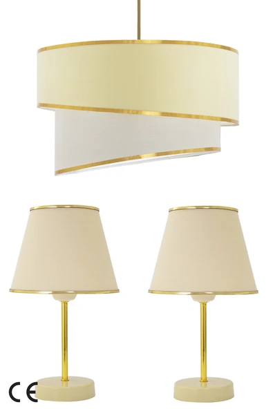 Vivido Home Krem Gold Julien Üçlü Abajur ve Avize Seti ürün görseli