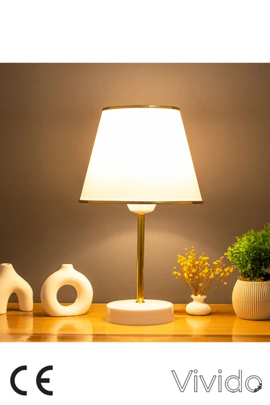 Vivido Home Beyaz Gold Julien Üçlü Avize ve Abajur Seti - Resim 5