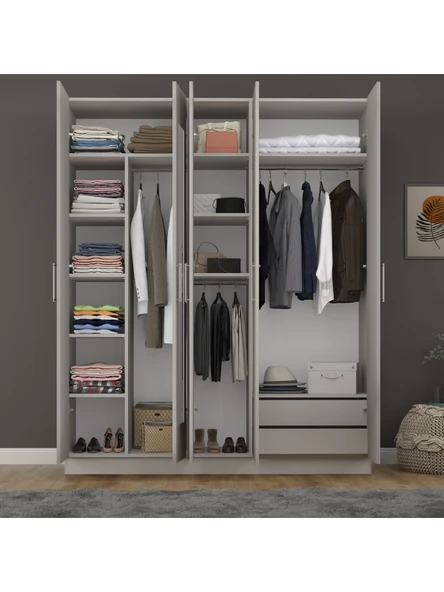 5 Kapaklı Gardırop 180cm  KÜL GRİ - Resim 2