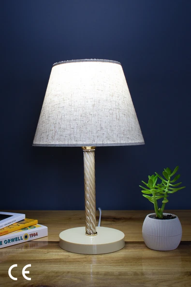 Vivido Home Dora Elegant Komodin Abajur Krem Ayaklı Aydınlatma