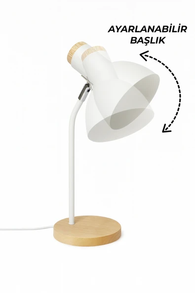Vivido Home Ahşap Nordic Beyaz Masa Lambası - Resim 2