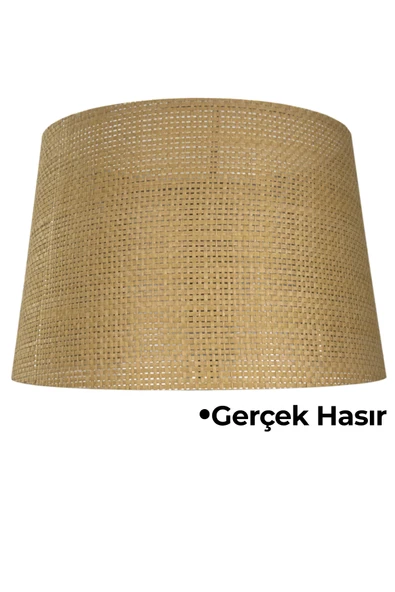 Vivido Home Doğal Rattan Hasır Ahşap Lambader - Resim 3