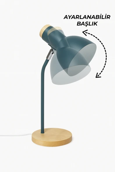 Vivido Home Ahşap Nordic Derin Yeşil Masa Lambası - Resim 2