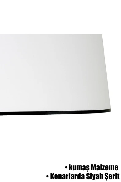 Vivido Abajur Beyaz Siyah Şeritli Lambader Şapkası - Resim 2