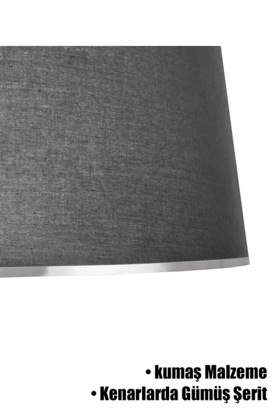 Vivido Abajur Siyah Gümüş Şeritli Lambader Şapkası - Resim 2